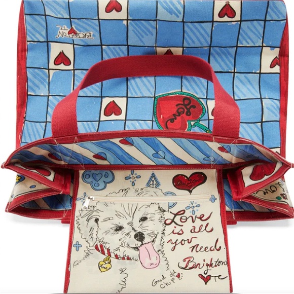 Brighton Love Sparkle Colorful Tote Bag with Red Handles NWT - Picture 2 of 7